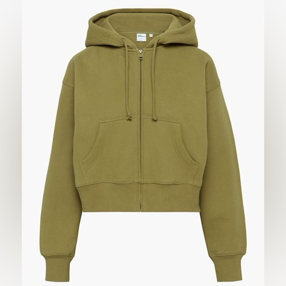 Aritzia Tna Cozy Fleece Boyfriend Boxy Zip Hoodie, Ancient Olive, Size M
